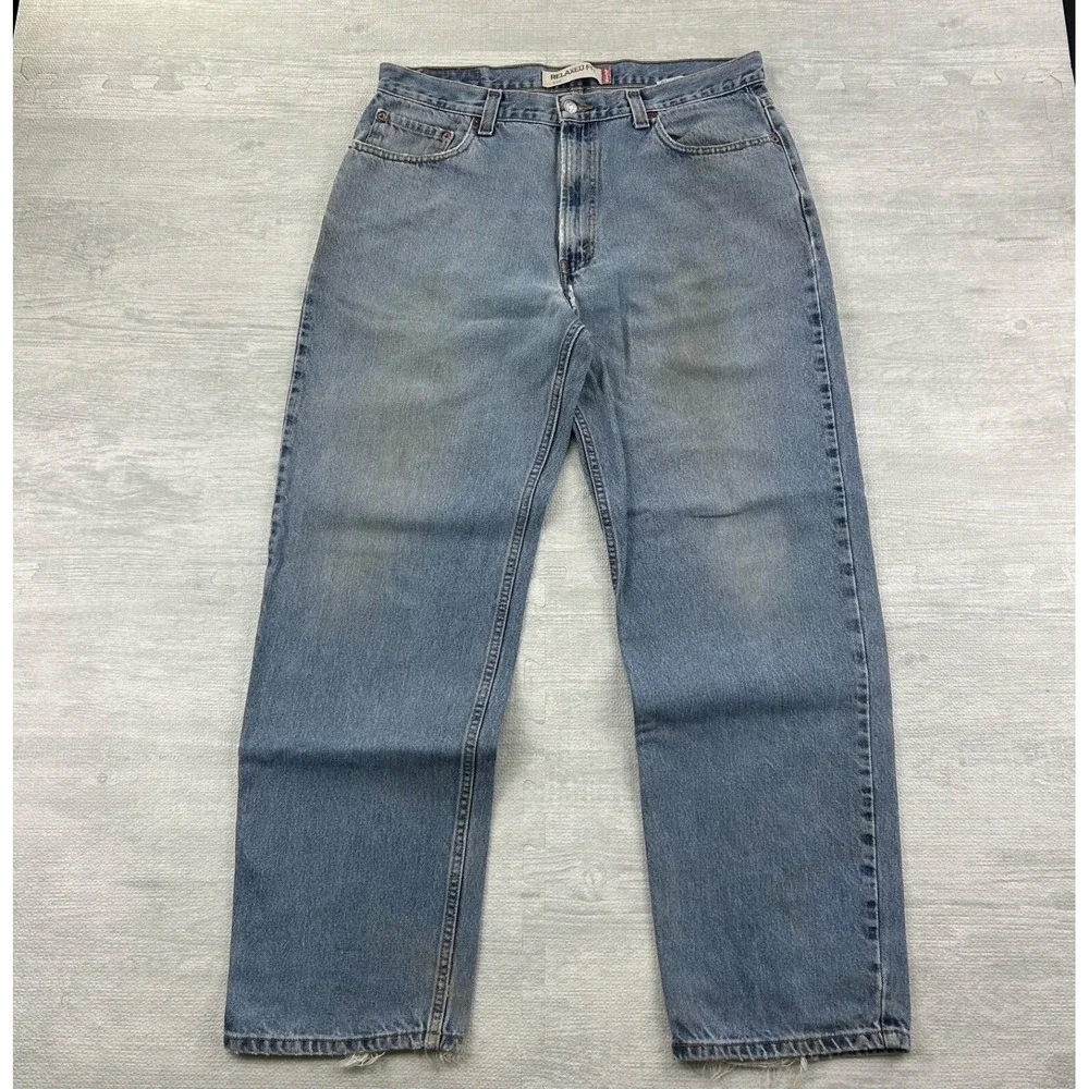 Vintage Levi's 550 Jeans Size 36x32 Blue Light Wash Denim Relaxed Fit Pants